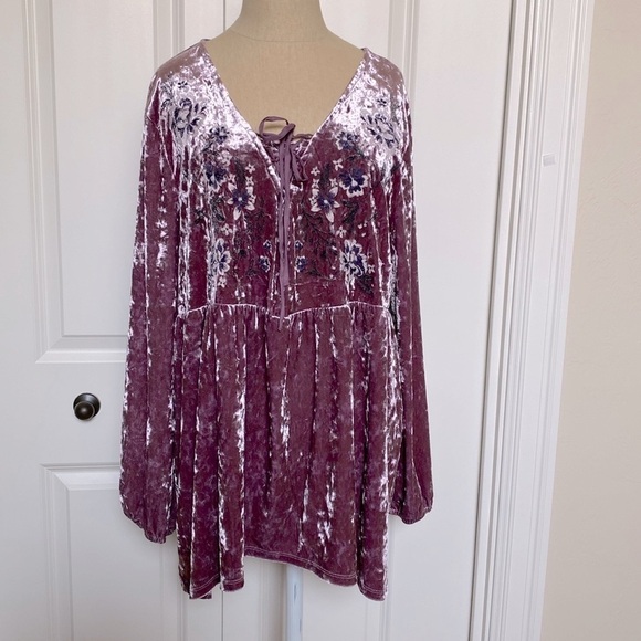 Style & Co. Tops - Style & Co Velvet Burnout Tunic Top blouse Women’s XL Fairy grunge whimsigoth